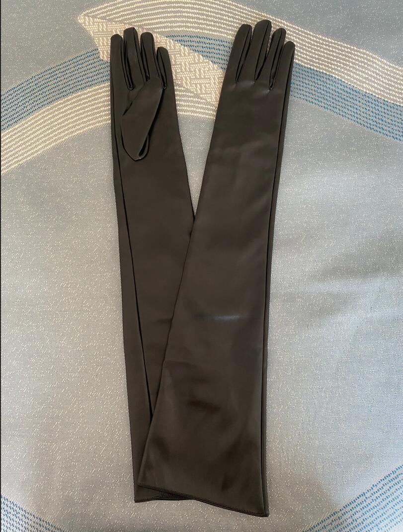 Formal Glove Leather - قفازات سوداء من الجلد الصناعي طويلة
