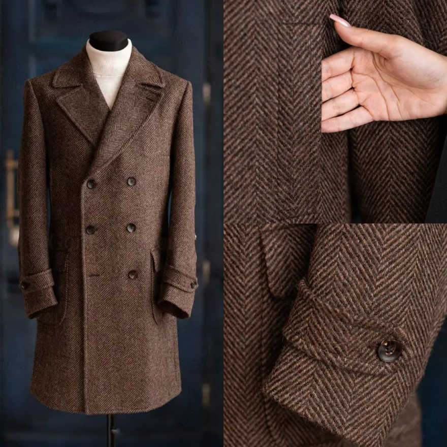 Men Formal Wear Modern - معطف رجالي عصري بنقشة هيرنغبون قطعة