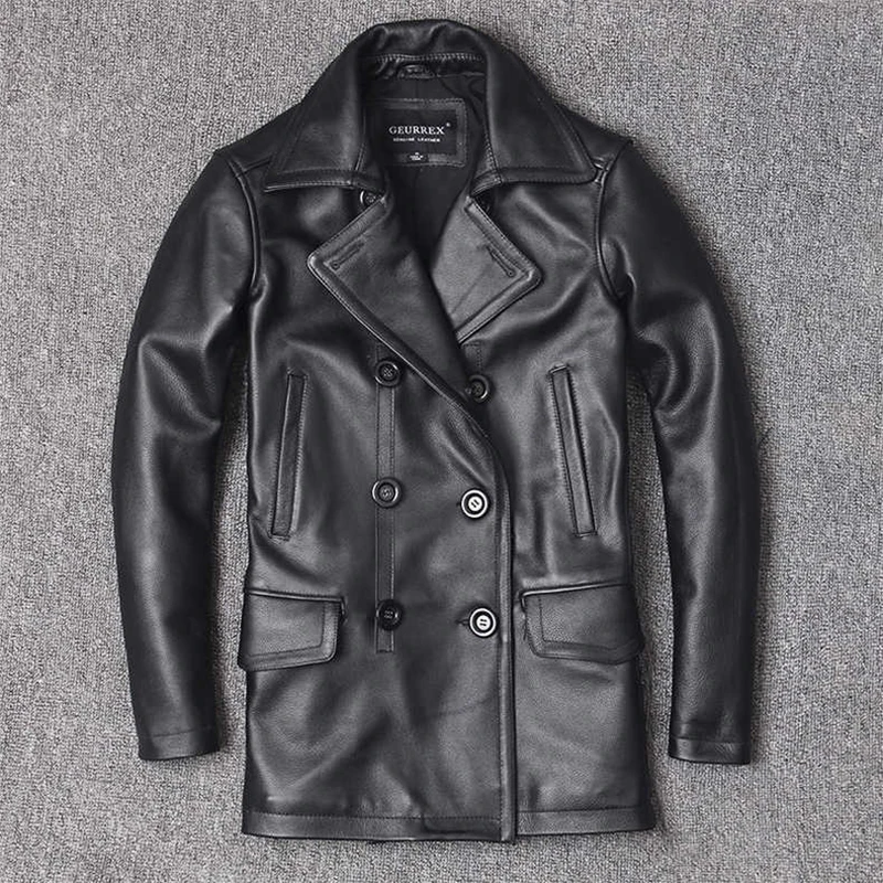 Men Formal Wear Coat - جاكيت رجالي من الجلد الطبيعي بقصة