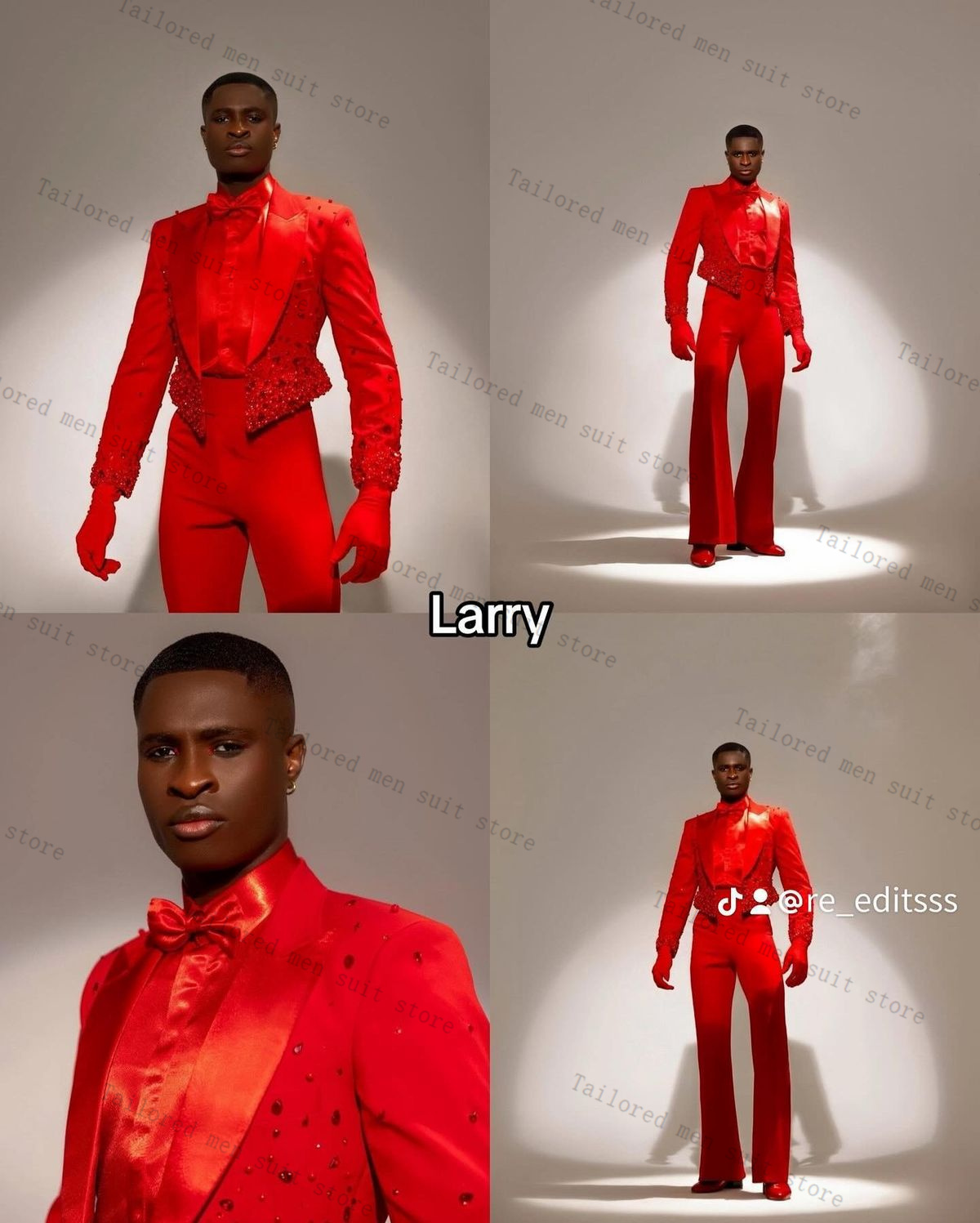 Men Formal Wear Wedding Guest - الأحمر بلورات الرجال الدعاوى مجموعة 2
