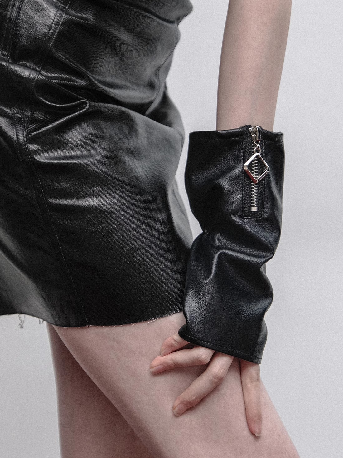 Formal Glove Leather - المرأة موضة مات الأسود بولي Leather