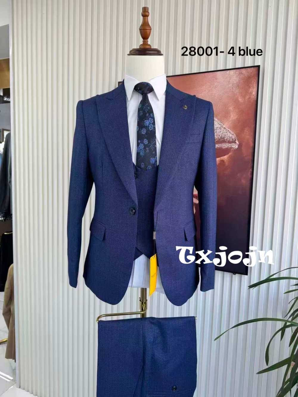 Men Formal Wear Wedding Guest - بدلة رجالية رسمية زرقاء من 3