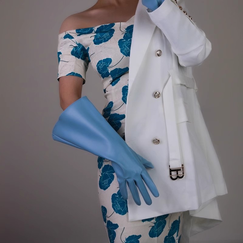 المرأة موضة الضوء الأزرق بولي  - مراجعة Formal Glove Leather وسعره