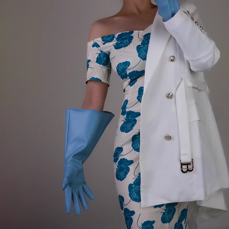 المرأة موضة الضوء الأزرق بولي  - مراجعة Formal Glove Leather وسعره