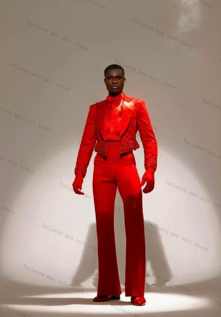الأحمر بلورات الرجال الدعاوى م - مراجعة Men Formal Wear Wedding Guest وسعره