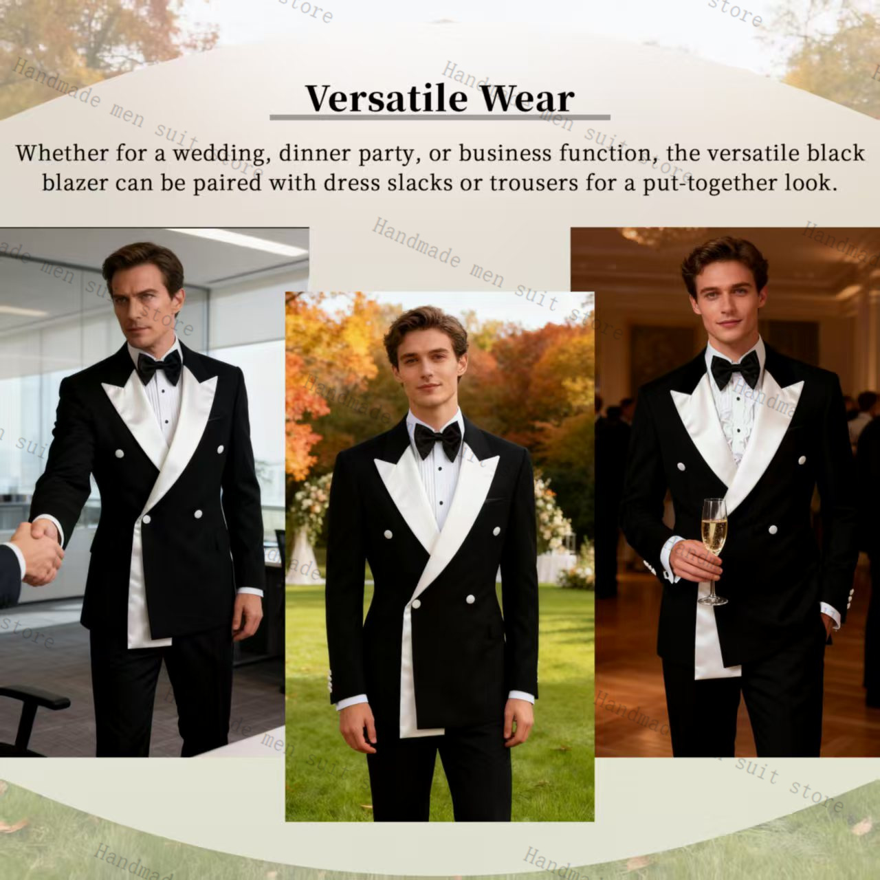الخريف الرجال الدعاوى 2 قطعة ا - مراجعة Men Formal Wear Wedding Guest وسعره