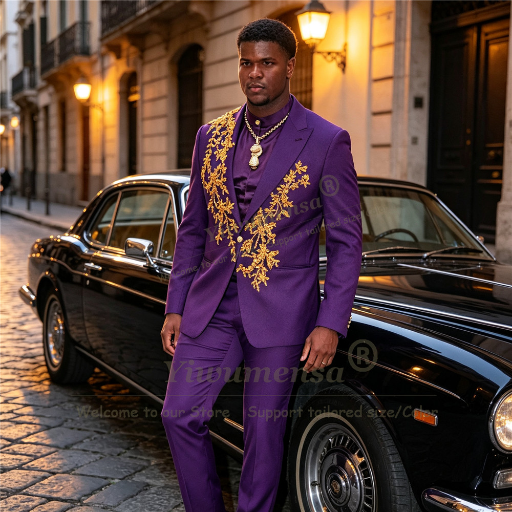 بدلة رجالية بتصميم فريد باللون - مراجعة Men Formal Wear Purple وسعره