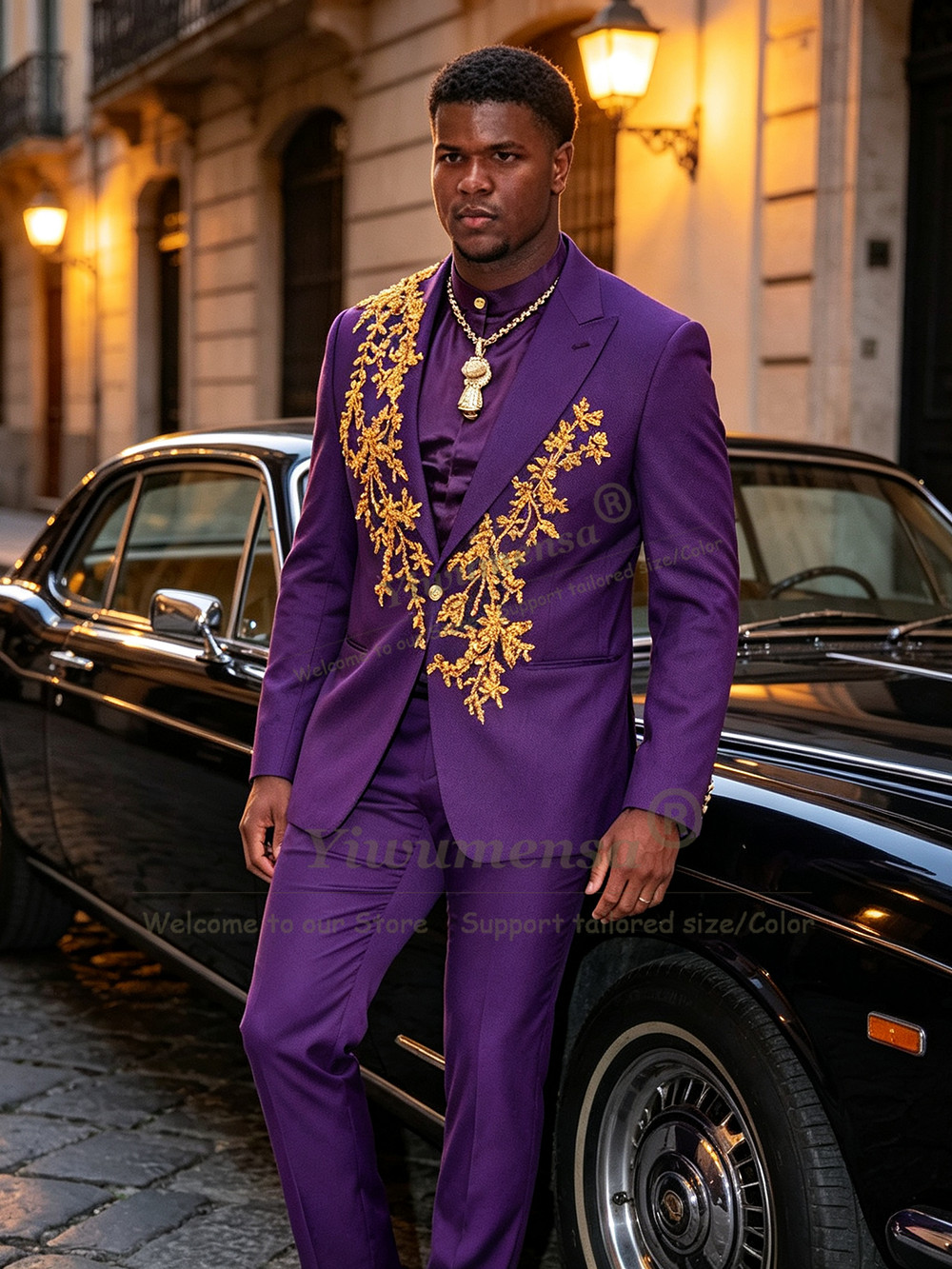 بدلة رجالية بتصميم فريد باللون - مراجعة Men Formal Wear Purple وسعره