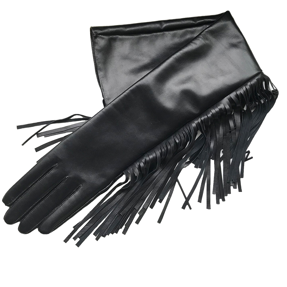 المرأة قفازات طويلة هامش شرابة - مراجعة Formal Glove Leather وسعره