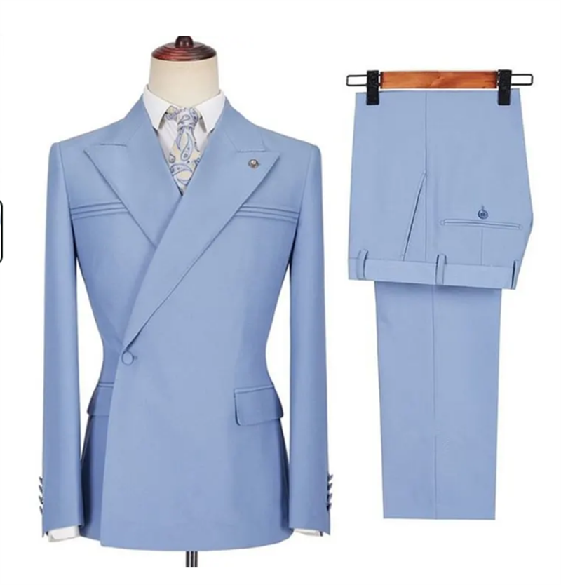 بدلة رجالية زرقاء للخريف مكونة - مراجعة Men Formal Wear Purple وسعره