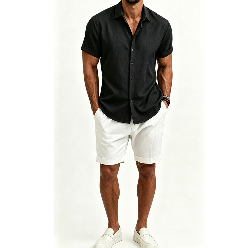 طقم قميص رجالي من القطن والكتا - مراجعة Men'S Formal Beach Wear وسعره