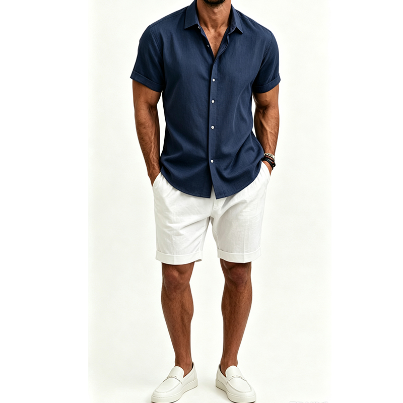 طقم قميص رجالي من القطن والكتا - مراجعة Men'S Formal Beach Wear وسعره