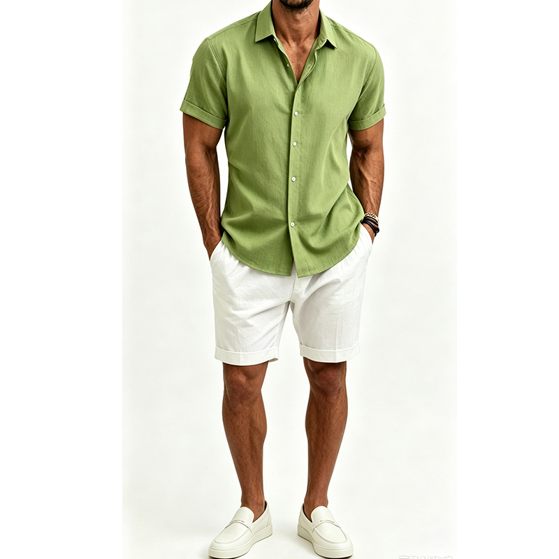 طقم قميص رجالي من القطن والكتا - مراجعة Men'S Formal Beach Wear وسعره