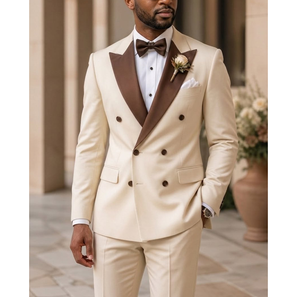 بدلة توكسيدو رجالية مزدوجة الص - مراجعة Men Formal Wear Modern وسعره