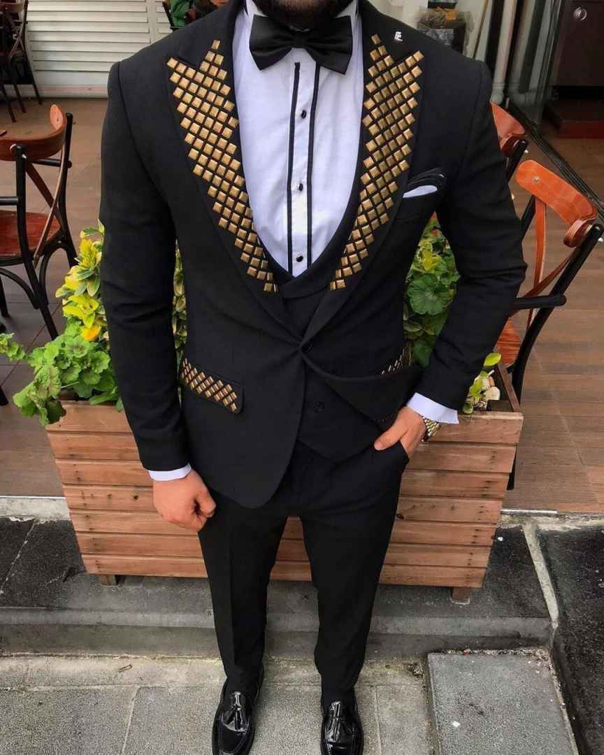 بدلة رجالية عصرية مطرزة بياقة  - مراجعة Men Formal Wear Modern وسعره
